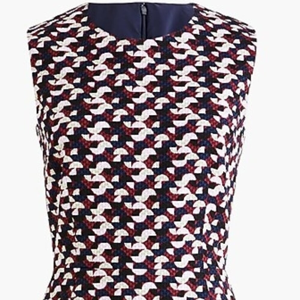 J Crew Portfolio sheath burgundy and pink geometric print, size 10